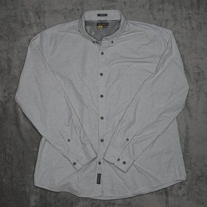 Eddie Bauer Casual Button Down Shirt Men's XL White Light Gray Classic Fit